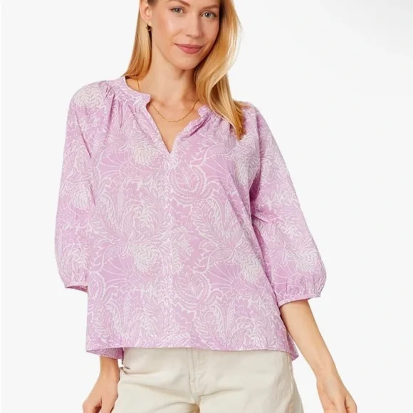 Lilla P 3/4 Sleeve Split-Neck Top - Picture 1 of 7